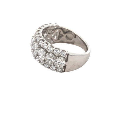 9Ct White Gold 2.70Ct F Vs2 Lab Grown Diamond 3 Row Ring