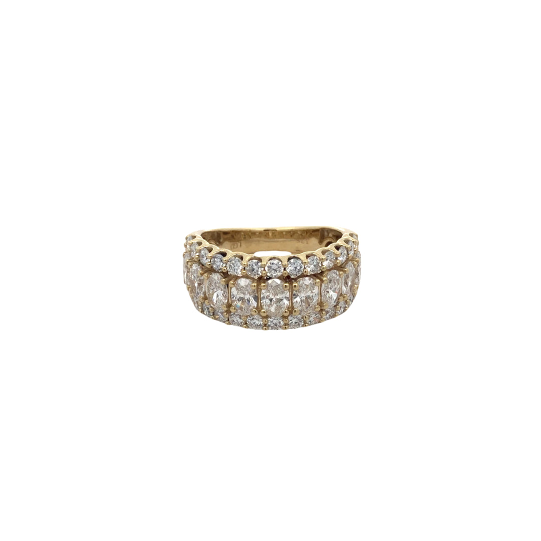 9Ct Yellow Gold 2.70Ct F Vs2 Lab Grown Diamond 3 Row Ring