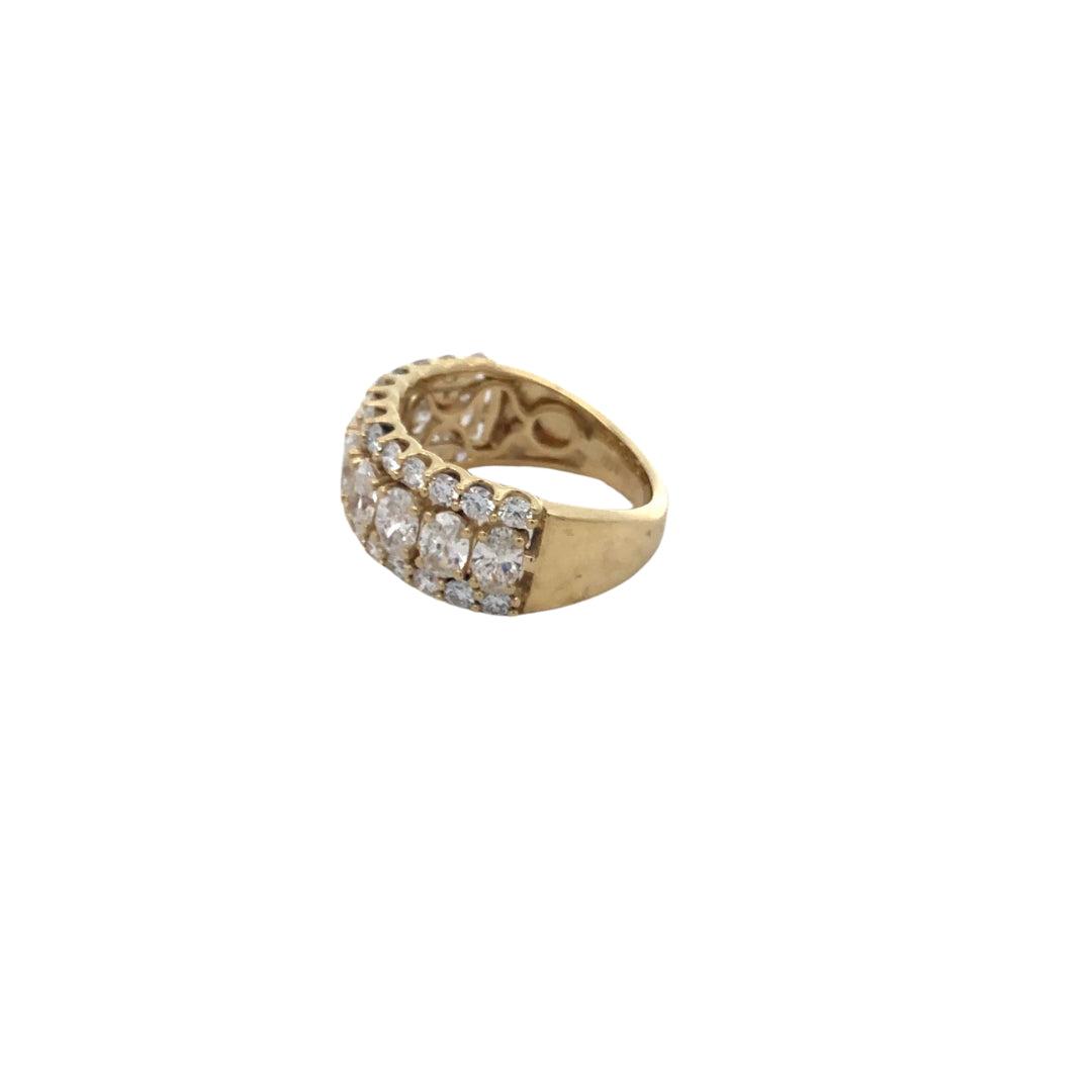 9Ct Yellow Gold 2.70Ct F Vs2 Lab Grown Diamond 3 Row Ring