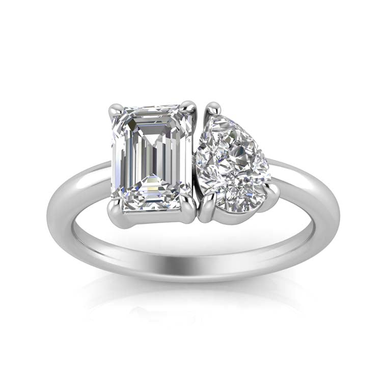9K White Gold 2.20Ct F Vs2 Lab Grown Diamond Toi Et Moi Ring