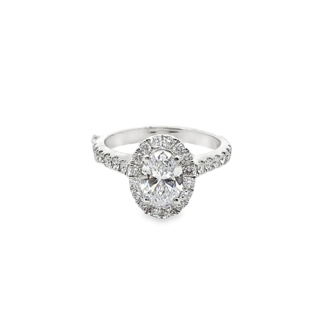 10Ct White Gold Oval Shaped Halo Lab Grown Diamond Engagement Ring