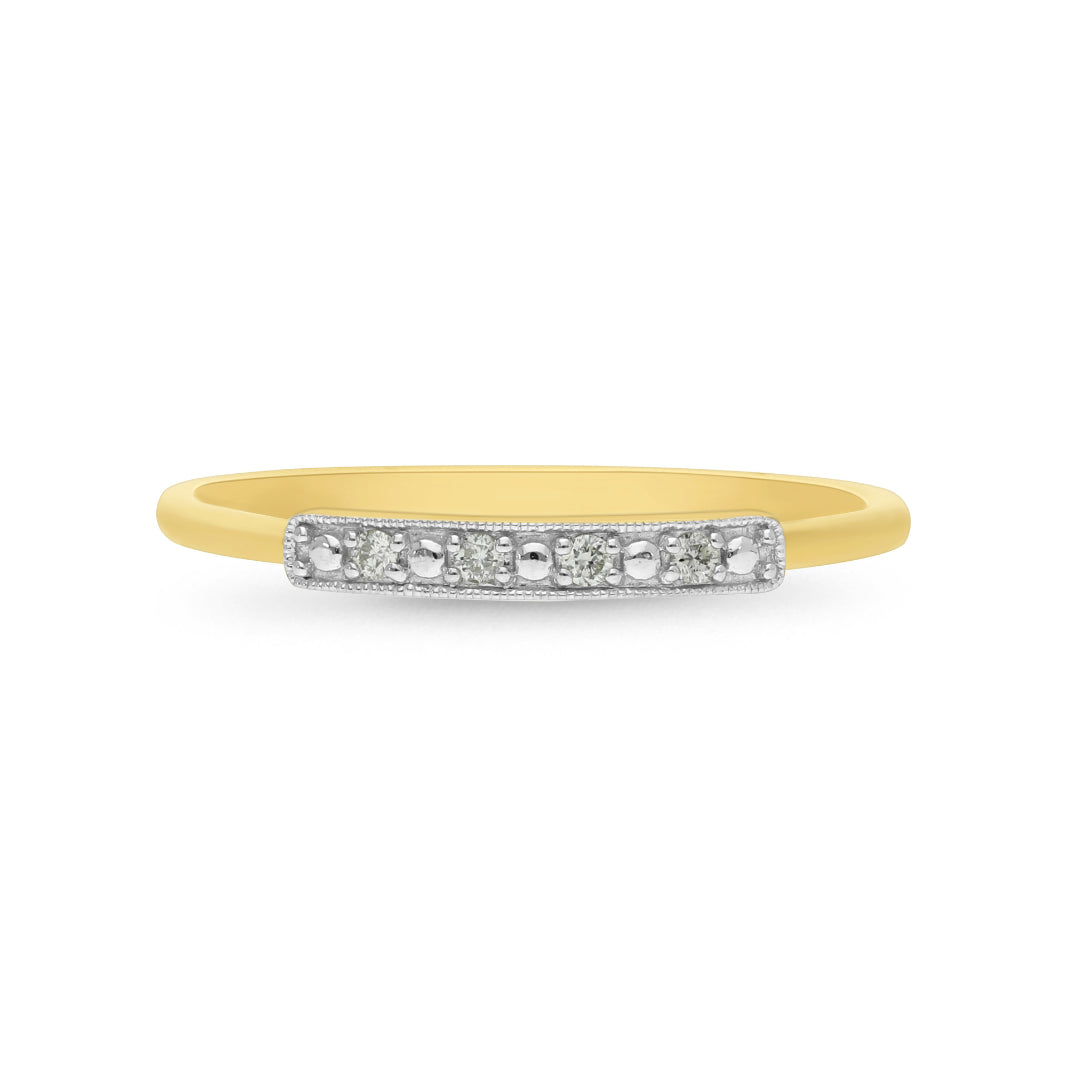 9K Yellow Gold Lab Grown Diamond Band. 4=0.04Ct Def Vs