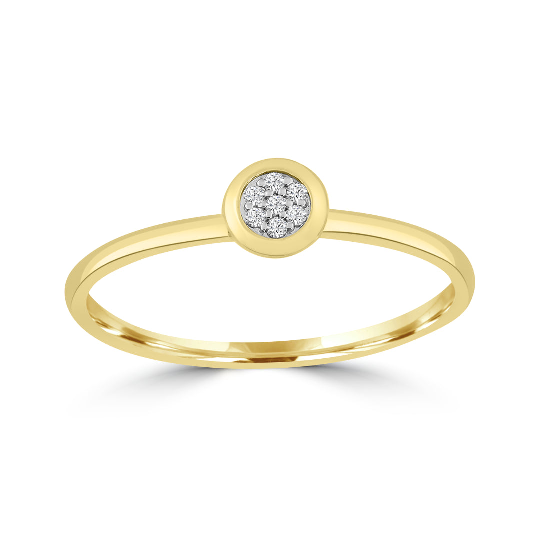 9K Yellow Gold Diamond Bezel Ring Tdw 0.03Ct Hi Si Size N