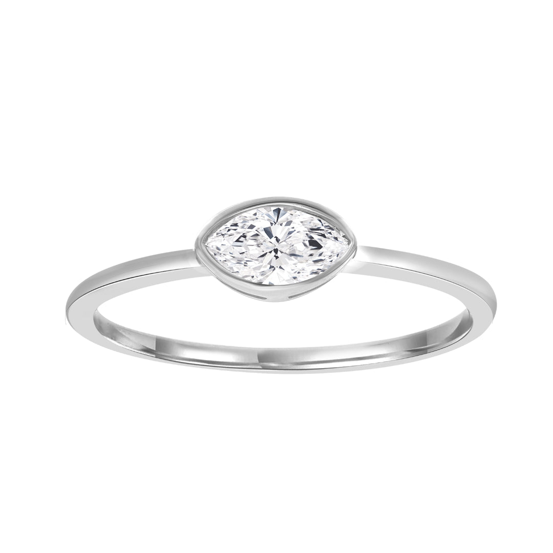 9Ct White Gold 0.25Ct F Vs Marquise Lab Grown Diamond Ring Size P