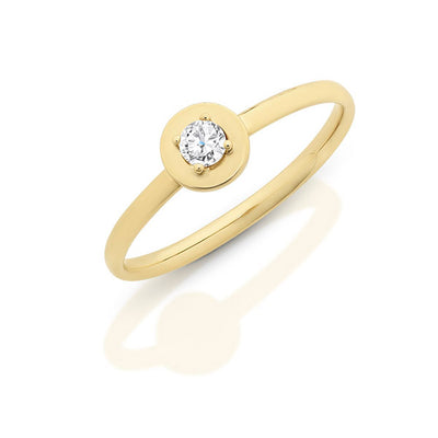 Yellow Gold Ring With 1 X Round Cz 4 Claw Set