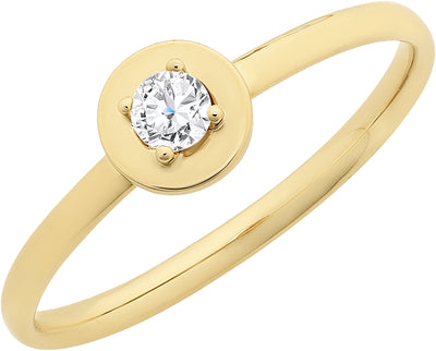 Yellow Gold Ring With 1 X Round Cz 4 Claw Set
