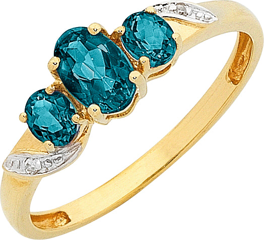 Yellow Gold London Blue Topaz Trilogy Ring