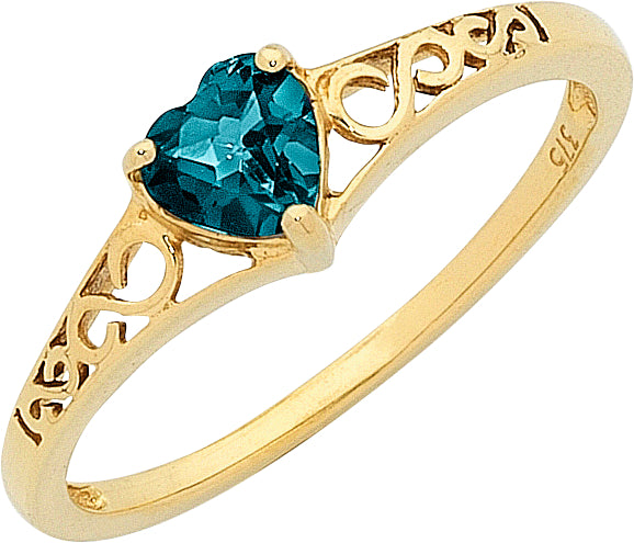 Yellow Gold Heart London Blue Topaz Ring