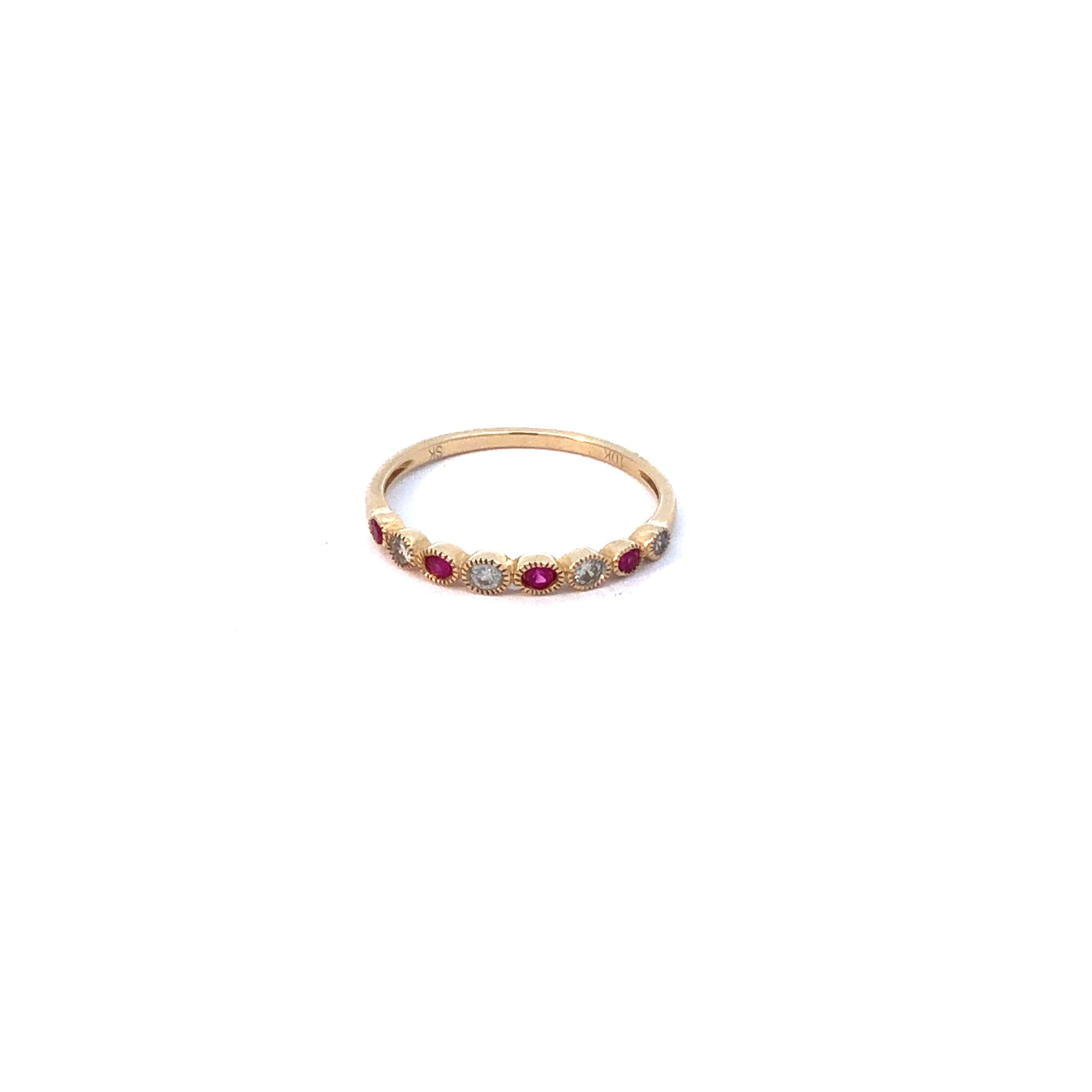 10Ct Yellow Gold Ruby And Diamond Set Band