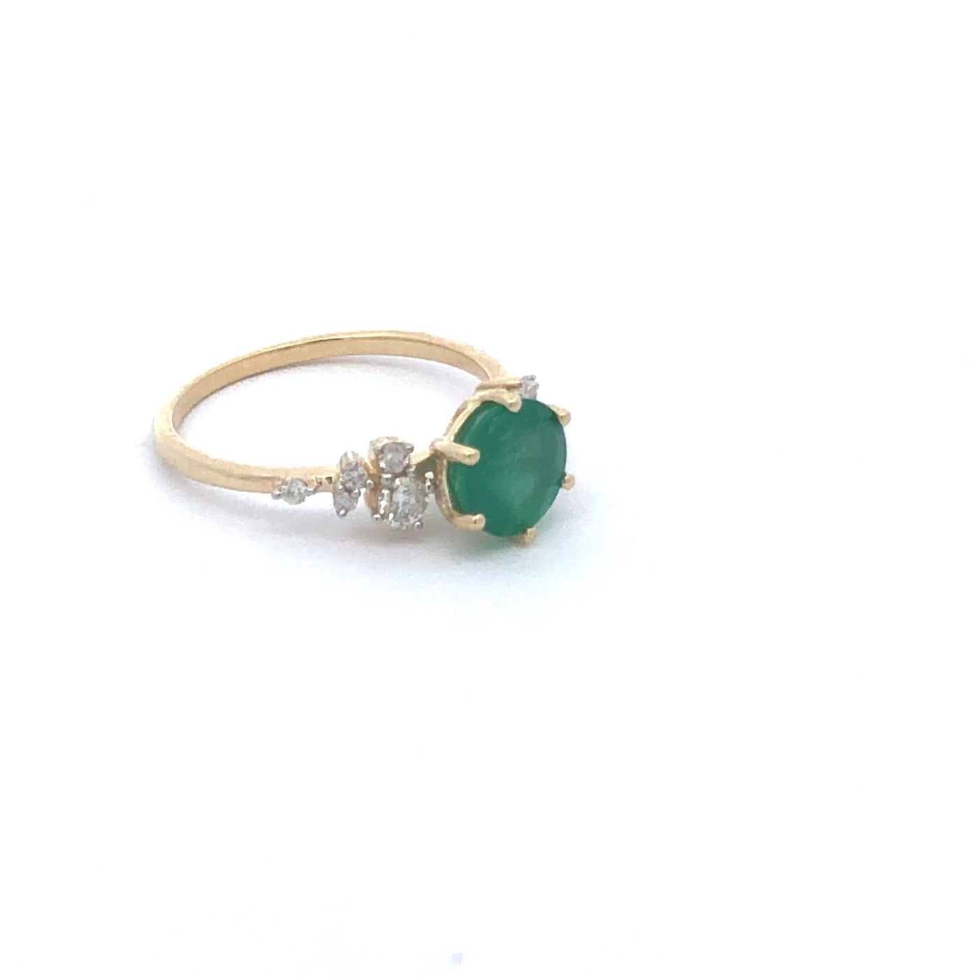14Ct Yellow Gold Natural Emerald And Diamond Ring. Emerald = 1.33Ct. Tdw Dia - 0.20Ct