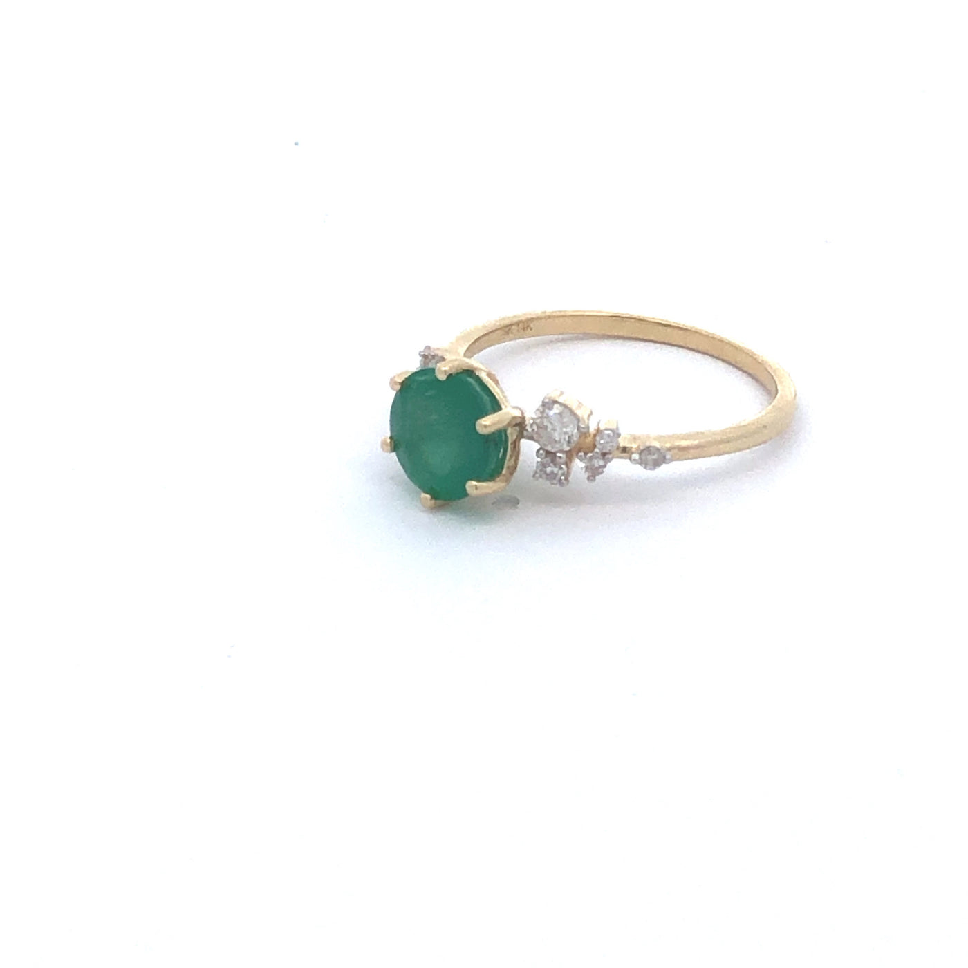 14Ct Yellow Gold Natural Emerald And Diamond Ring. Emerald = 1.33Ct. Tdw Dia - 0.20Ct
