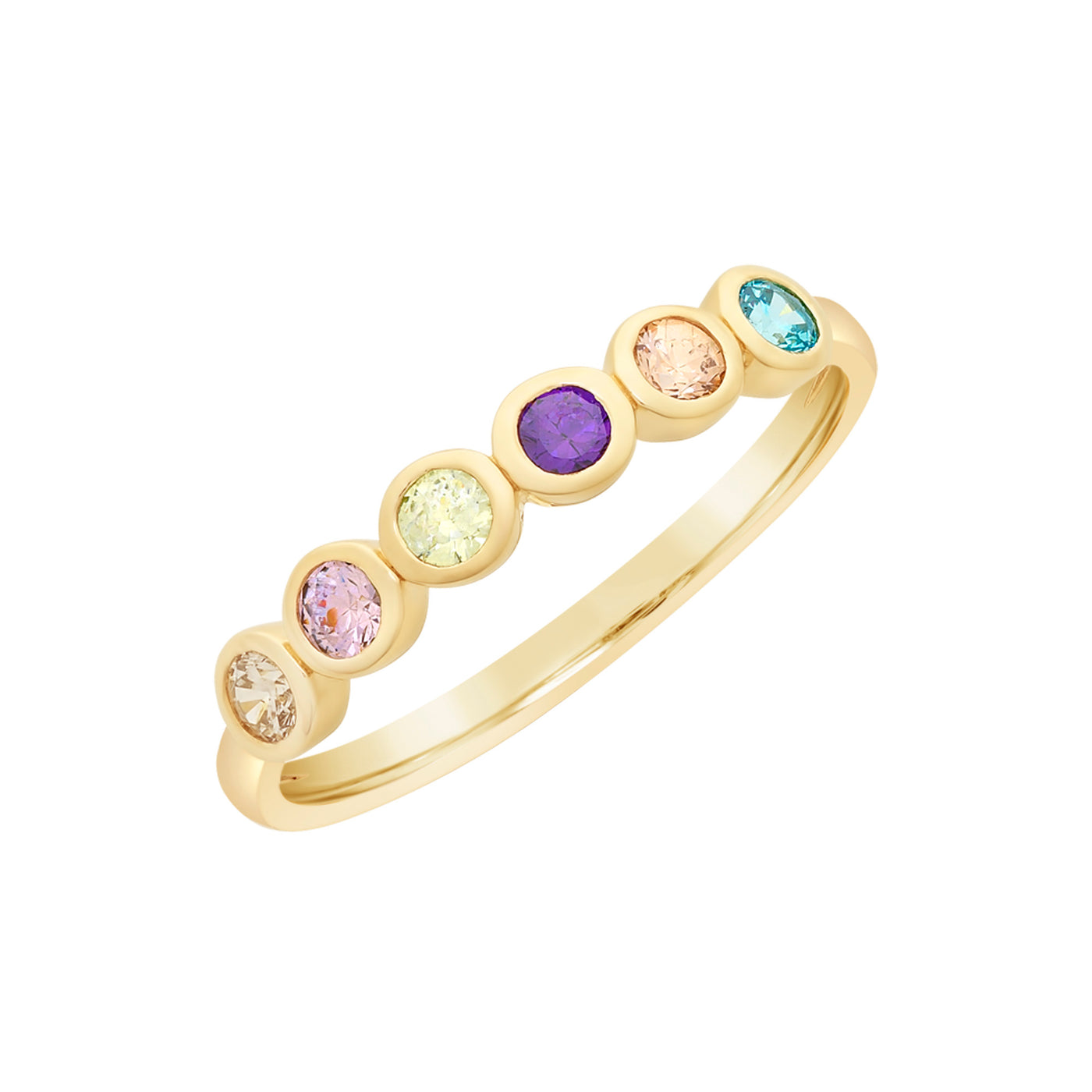 9Ct Yellow Gold Multi Colour Cz Ring