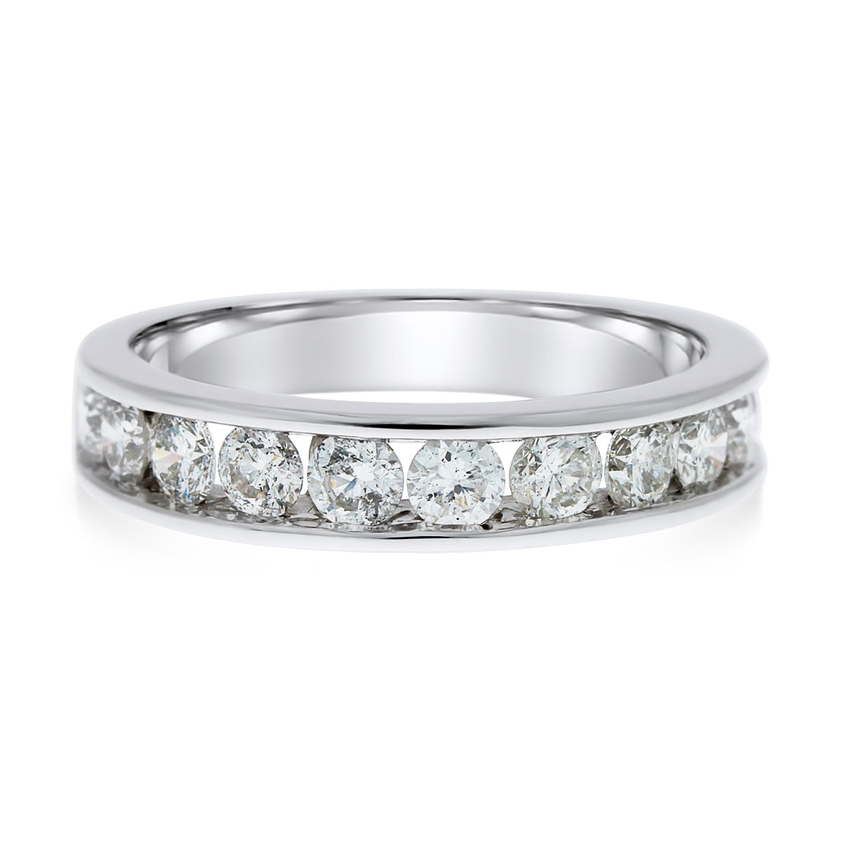 White Gold Round Brilliant Cut Diamond Channel Set Ring