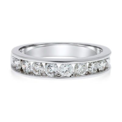 White Gold Round Brilliant Cut Diamond Channel Set Ring