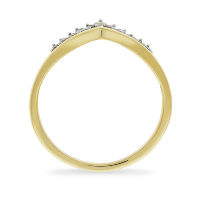 Yellow Gold Diamond V Shaped Ring