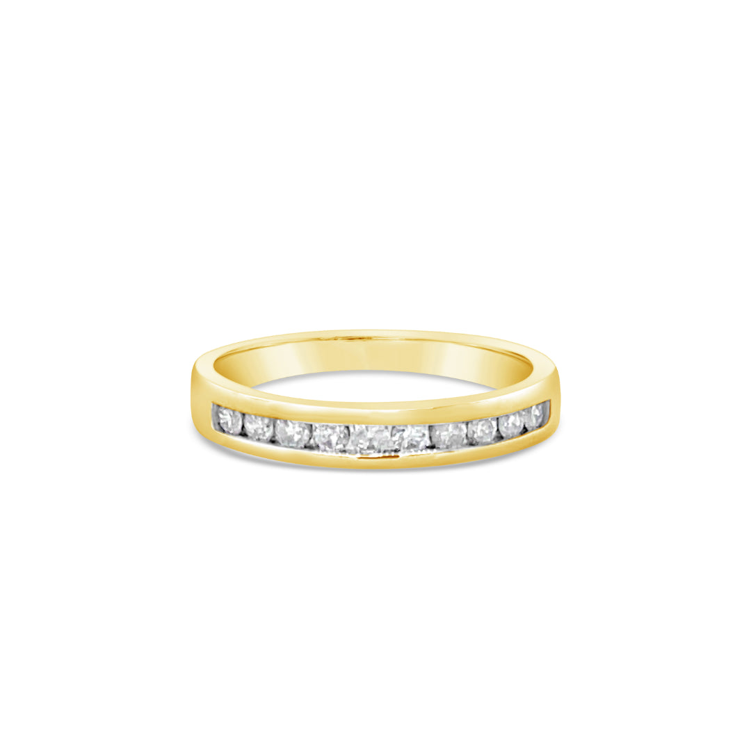 10Ct Yellow Gold Round Brilliant Cut Lab Grown Diamond Channel Set Ring Tdw=0.33Ct