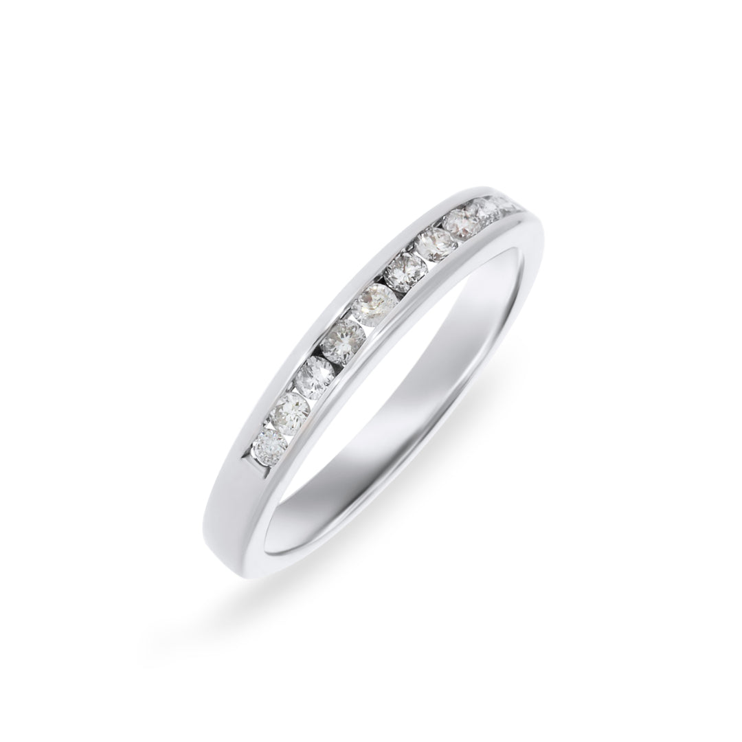 10Ct White Gold Round Brilliant Cut Lab Grown Diamond Channel Set Ring Tdw=0.33Ct