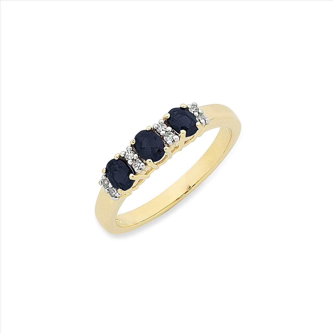 9Ct Yellow Gold Natural Sapphire And Diamond Ring
