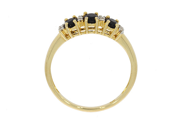 9Ct Yellow Gold Natural Sapphire And Diamond Ring