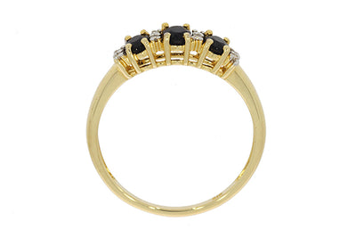 9Ct Yellow Gold Natural Sapphire And Diamond Ring
