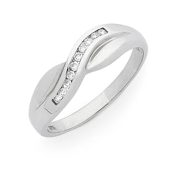 White Gold Diamond Set Cross Over Band