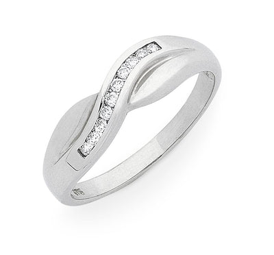 White Gold Diamond Set Cross Over Band