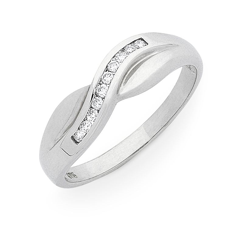 White Gold Diamond Set Cross Over Band