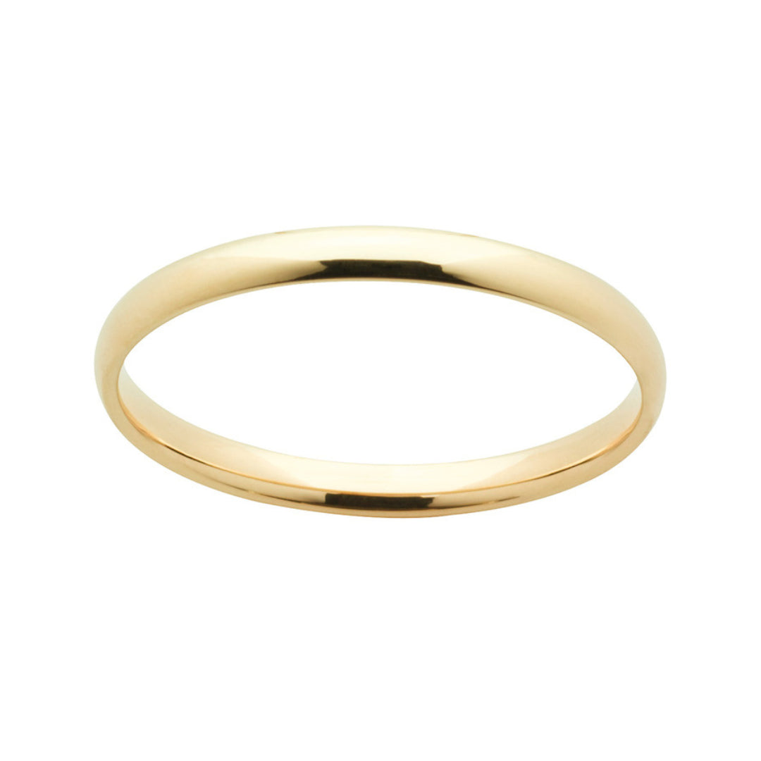 9Ct Yellow Gold Half Round Plain 1.5Mm Band Size O