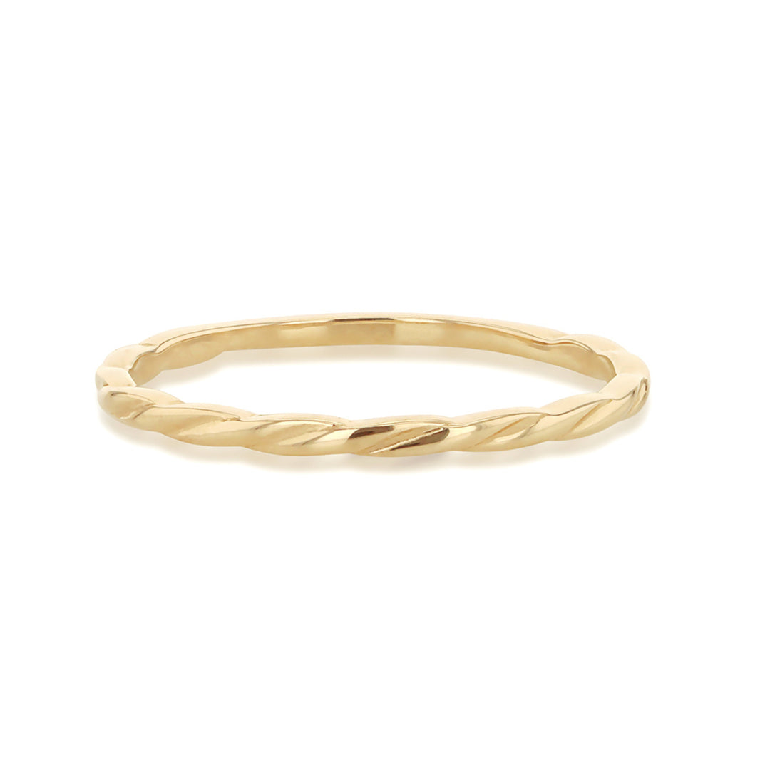 9K Yellow Gold Slim Twist Stacker Band Size N
