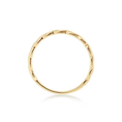 9K Yellow Gold Slim Twist Stacker Band Size P