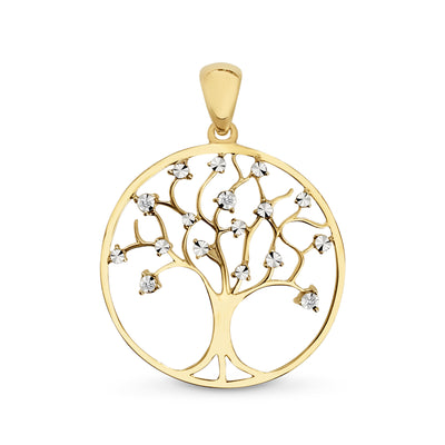 Yellow Gold Diamond Tree Of Life Pendant