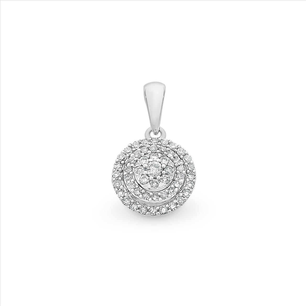White Gold Round Halo Diamond Pendant