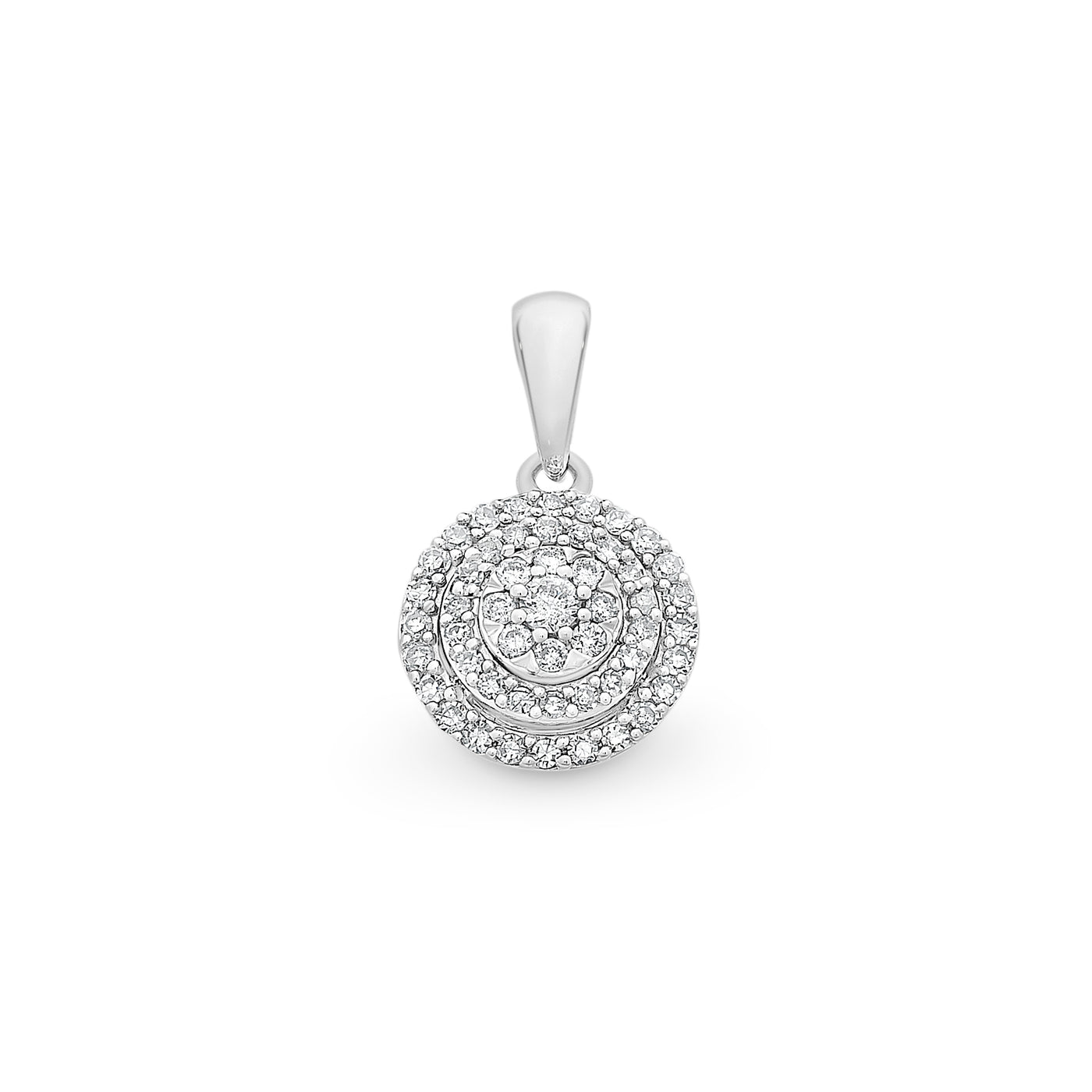 White Gold Round Halo Diamond Pendant
