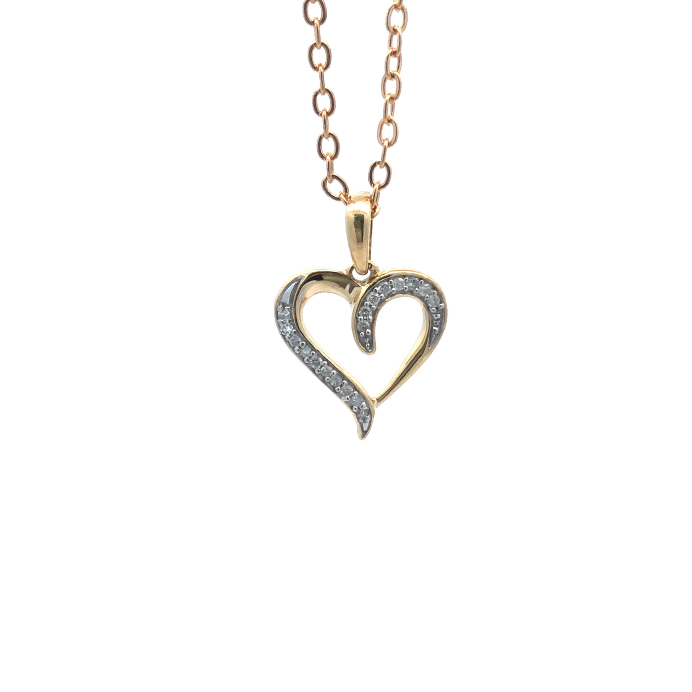 14Ct Yellow Gold Diamond Heart Pendant.Tdw=0.05Ct