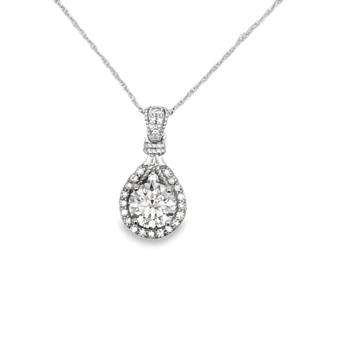 14Ct White Gold Lab Grown Diamond Pendant TDW=1.15CT