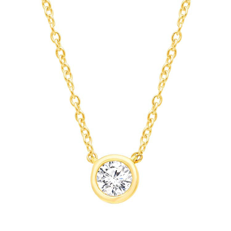 9Ct Yellow Gold 0.15Ct F Vs Round Lab Grown Diamond Necklace 40-45Cm