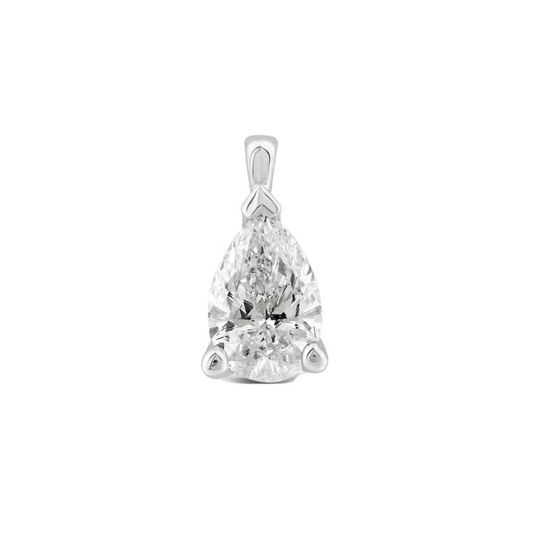 9Ct White Gold 0.70Ct F Vs2 Pear Shaped Lab Grown Diamond Pendant
