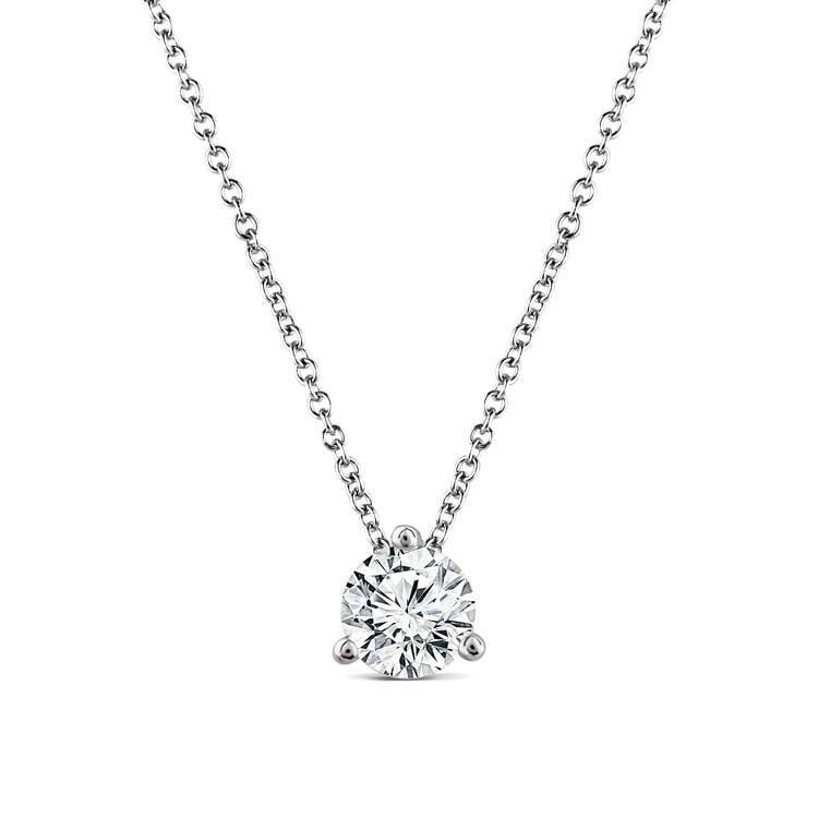 9Ct White Gold 1.00Ct F Vs2 Round Lab Grown Diamond Necklace 40-45Cm
