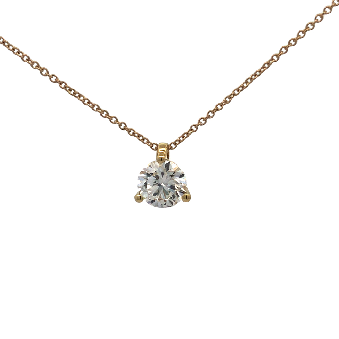 9Ct Yellow Gold 1.00Ct F Vs2 Round Lab Grown Diamond Necklace 40-45Cm