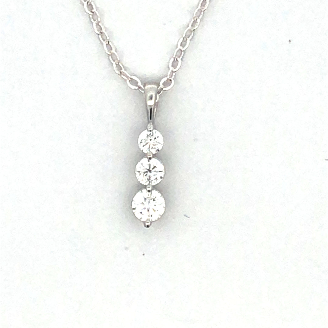 10Ct White Gold 3 X Lab Grown Diamond Drop Pendant.
