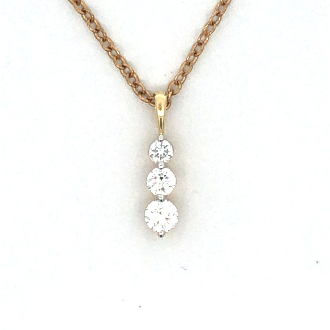 10Ct Yellow Gold 3 X Lab Grown Diamond Drop Pendant.