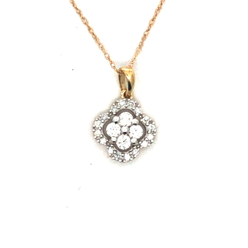 10Ct Yellow Gold Clover Shaped Lab Grown Diamond Pendant With Complimentary Display Chain (Chain Not Suitable For Everyday Wear.) Tdw=0.35Ct