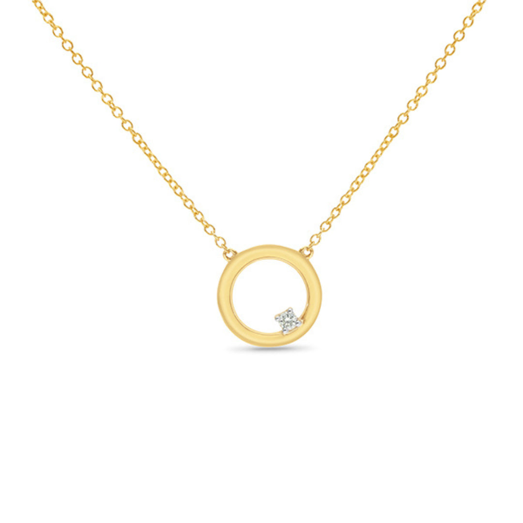9K Yellow Gold Lab Grown Diamond Circle Pendant.1=0.02Ct Def Vs