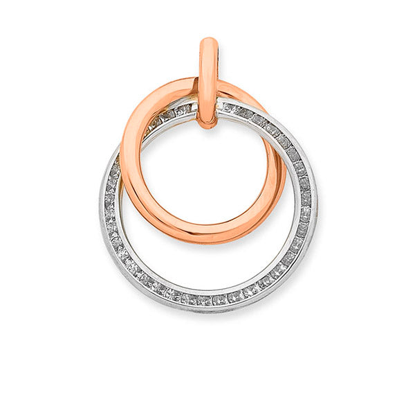 Rose And White Gold Double Circle Pendant