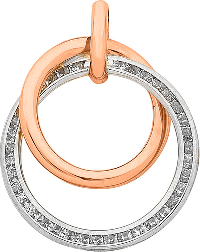 Rose And White Gold Double Circle Pendant