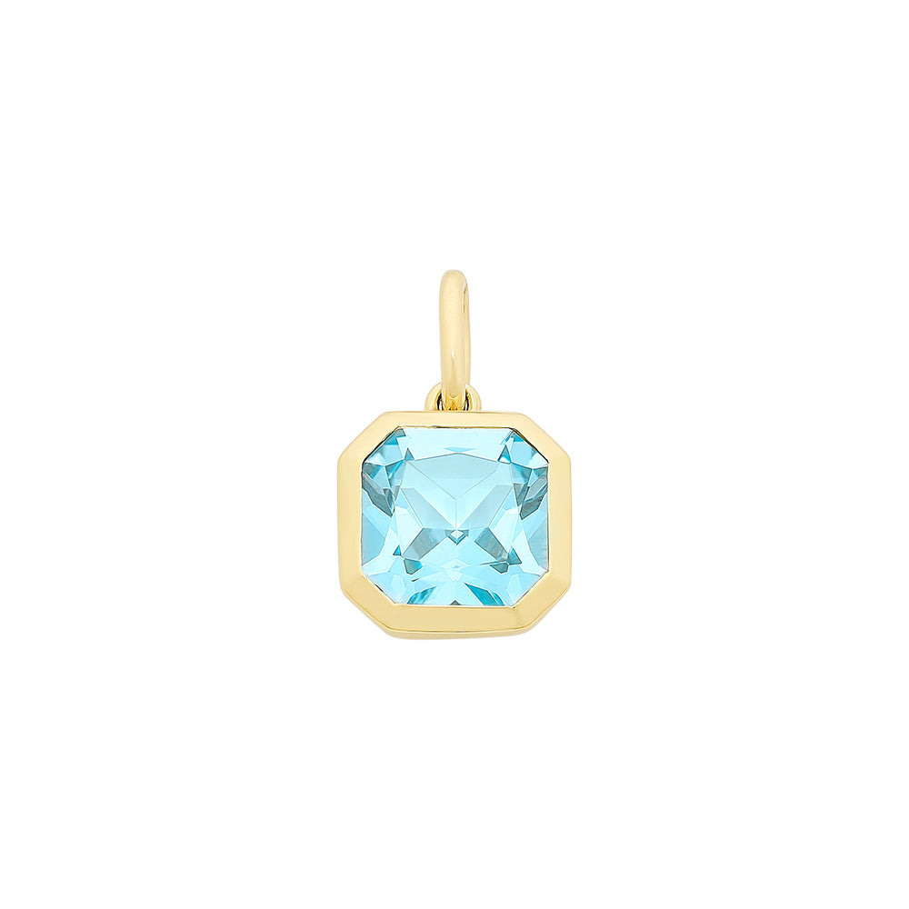 9Ct Yellow Gold Radiant Cut Blue Topaz Pendant