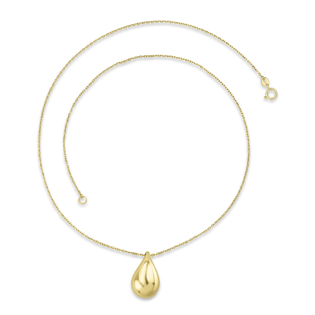 9K Yellow Gold Bold Hollow Teardrop Necklet-45Cm