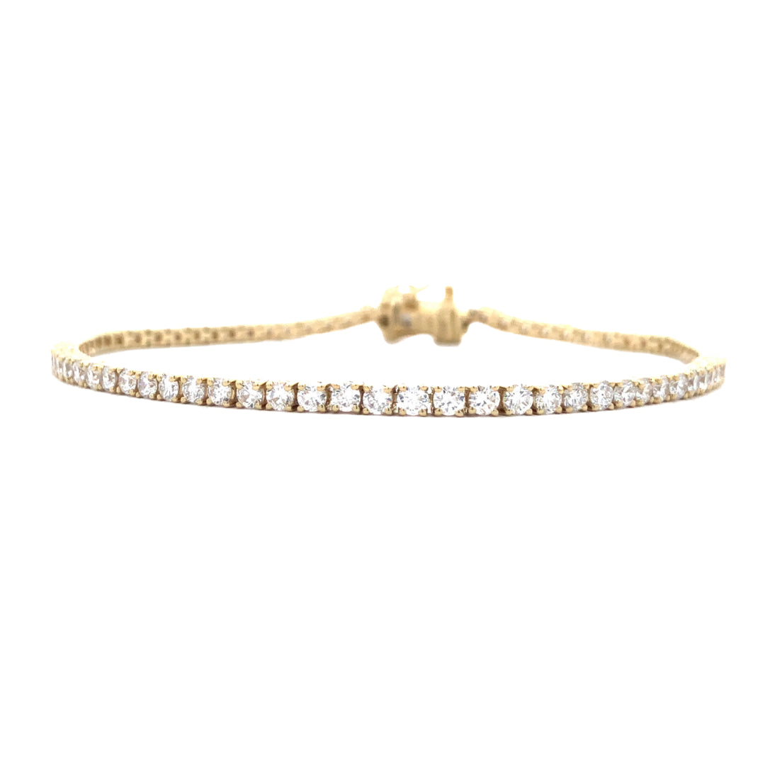 9Ct Yellow Gold 3.00Ct F Vs2 Lab Grown Diamond Tennis Bracelet 18Cm