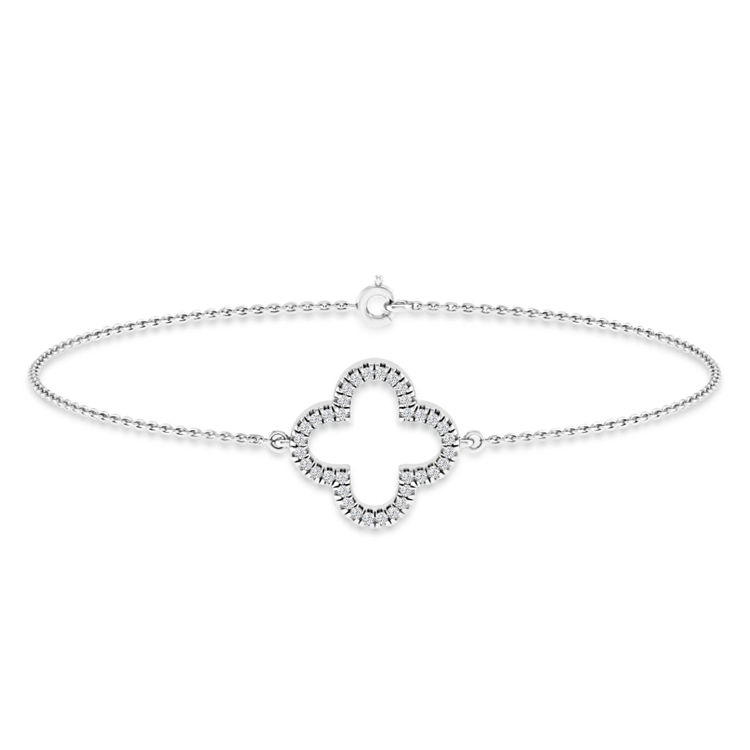 9K White Gold Diamond Motif Bracelet TDW 0.10ct HI I1 18.5cm