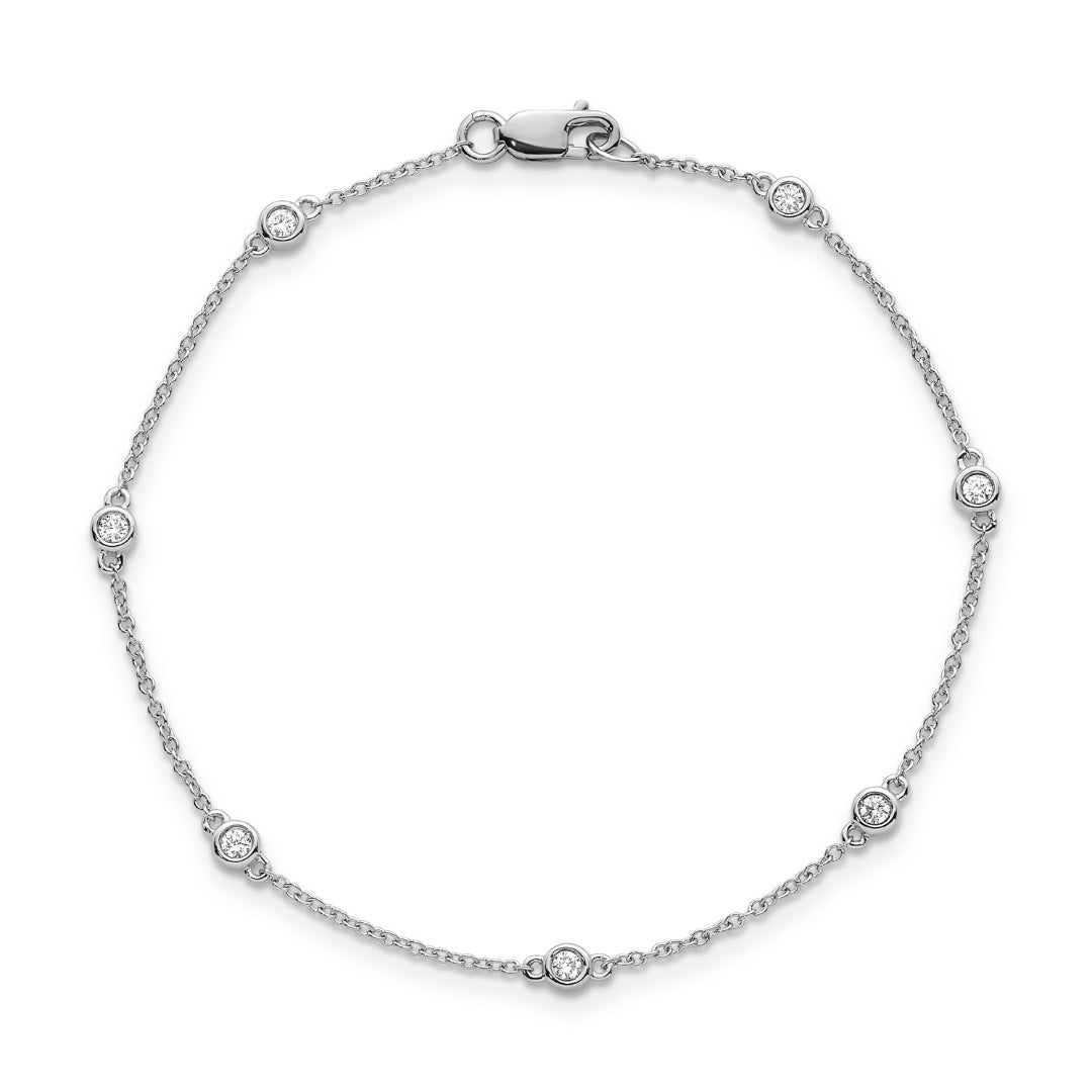 9K White Gold Lab Grown Diamond Bezel Station Bracelet Tdw
